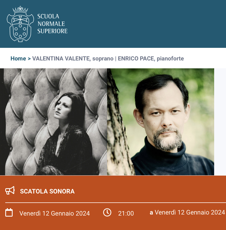 Valentina Valente e Enrico Pace a Pisa per I Concerti della Normale